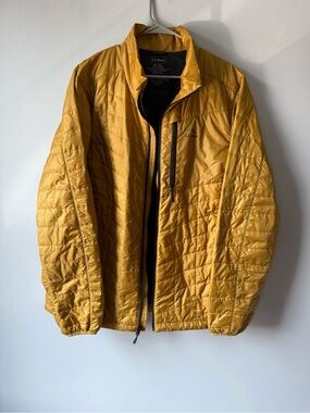L.L. Bean Men's Lightweight Packable Down Coat Jacket Mustard Yellow Size XXLT
